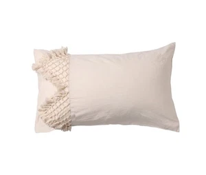 Tufted Tassel Sham Set Lattice Cotton Pillow Covers,19.7in x35.5in,Set of 2 - Bild 1 von 4