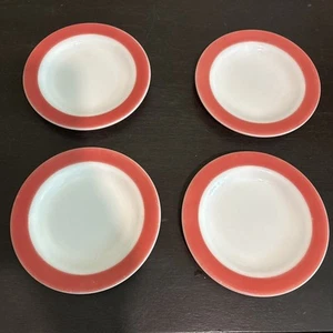 Vtg PYREX Pink Flamingo White Milk Glass Salad/dessert Plate 6 3/4" Set Of 4 - Picture 1 of 6