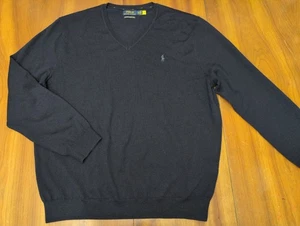 Polo Ralph Lauren Washable Merino Wool V Neck Sweater Navy Blue Size Men's XXL - Picture 1 of 16