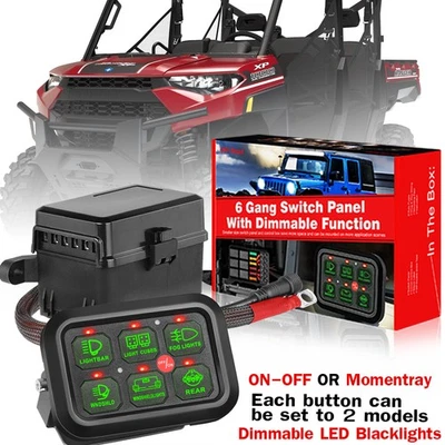FOR Polaris Ranger 1000 XP 6 Gang Switch Panel Circuit Control Box LED Light Bar - Image 1 of 4