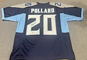 Camiseta deportiva azul claro autografiada de los Tennessee Titans Tony Pollard estilo profesional certificado de autenticidad BAS - Imagen 1 de 8