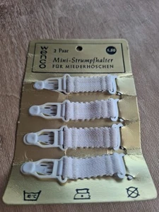 2 Paar Strumpfhalter Mini Clip Strapshalter Vintage Weiß für Miederhöschen - Bild 1 von 3