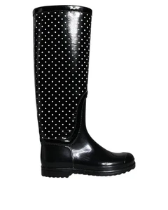 Dolce & Gabbana Polka Dot Rain Boots Women Black - Picture 1 of 7