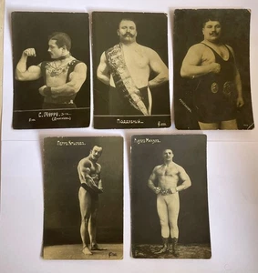 5 fotos - postales del imperio ruso de 1900 circo deportivo hombre fuerte luchador Богатырь - Imagen 1 de 12