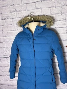Eddie Bauer Girls long parka coat w/ fleece lining w/ fur lined hood. Size 10/12 - Picture 1 of 7