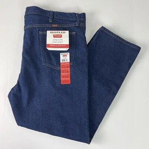 Jeans uomo Rustler Wrangler 44X30 dritto reg fit pesante 87619PW blu scuro D8 - Foto 1 di 15