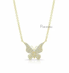Collar Mariposa Diamantes Creados en Laboratorio Oro 14K 0.40 Ct. Joyería Fina-Regalo - Imagen 1 de 1