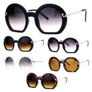 SA106 Womens Unique Mod Flat Bottom Round Sunglasses - Picture 1 of 19