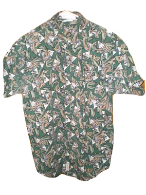 Columbia Shirt Fly Fishing Buttoned Collar 100% Cotton Green Mens Size Medium - Image 1 of 4