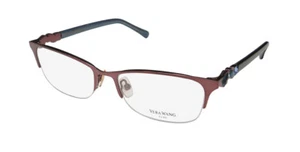 NEW VERA WANG LUXE NEDAJ EYEGLASS FRAME BROWN TO CAT EYE 52-16-140 HALF-RIM - Picture 1 of 8