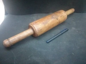 Vintage Old Wooden Hand Carved Lacquer Big Bread Rolling Pin Chapati Roller - Picture 1 of 8