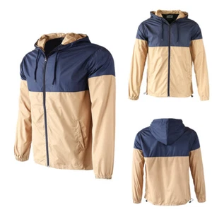 Beautiful Giant Men's Hoodie Lightweight Windbreaker Outdoor Jacket Beige Navy - Picture 1 of 12