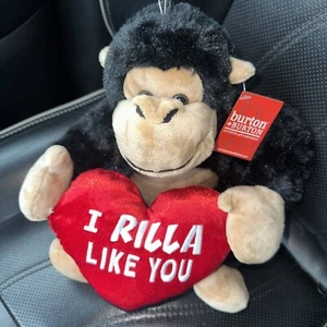 Burton + Burton "I Rilla Like You" Valentine's Day Monkey Gorilla 9" Plush - Picture 1 of 6
