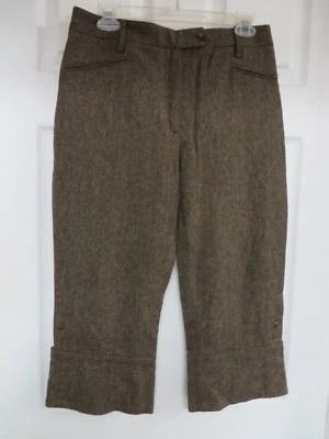 Calça Capri Marrom Dolce & Gabbana Lã/elastano Tweed Perna Abotoada UE44 NOVA SEM ETIQUETAS - Imagem 1 de 4