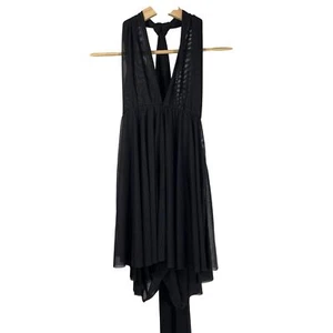 Mini body vestido negro talla S largo con correa halter Diosa para mujer - Imagen 1 de 5