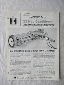 Folleto de hoja de especificaciones del acondicionador de heno IH International McCormick 33 - Imagen 1 de 2