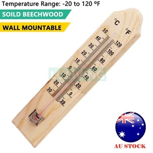 Wooden Wall Thermometer Indoor Outdoor Temperature Wall Hanging Sensor Garden Au - Picture 1 of 5