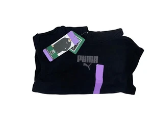 Puma Fleece Youth Boy's Hoodie Black with Logo and Kangaroo Pocket Medium 10/12 - Picture 1 of 3