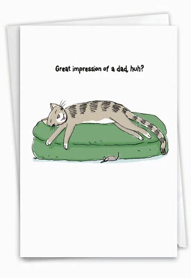 1 Funny Birthday Father Greeting Card-Dad Dads Cat Impression-Envelope, US-Made - Image 1 of 4