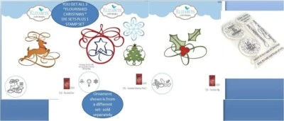 NEW ~ Elizabeth Craft Designs ~ Flourished Dies and Clear Stamp COMBO