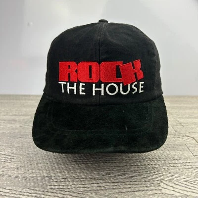 Vintage 90s Rock and Roll Museum Hat Cap Strap Back Black Rock The House Adult - Image 1 of 4