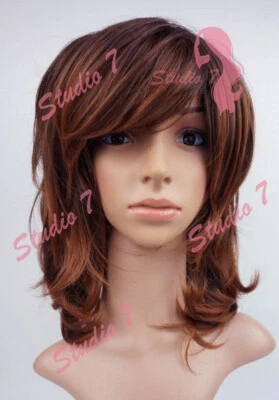 W12 dunkelbraunes Ombre Mix volle Perücke mittellange gewellte Permatease Top - Studio7-uk