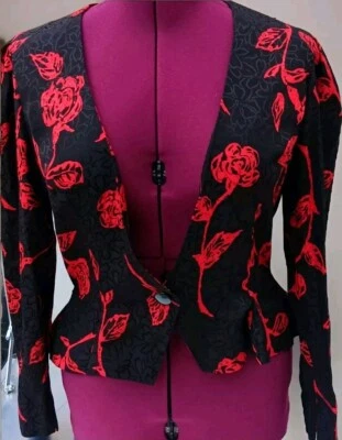 Blusa Liz Claiborne Vestidos Manga Longa Jaqueta Rosa Preta e Vermelha Seda Vintage  - Imagem 1 de 4