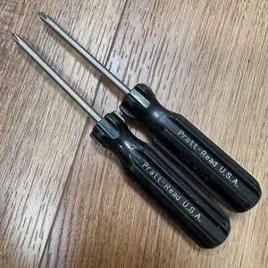 Lot of 2 Pratt-Read USA 3/16" x 3" Phillips Head Screwdriver #1 Black - Picture 1 of 6