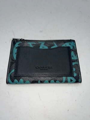 COACH Slim Bifold Card Wallet In Signature Canvas w/Rexy By Guang Yu #1256 Black - Image 1 of 4
