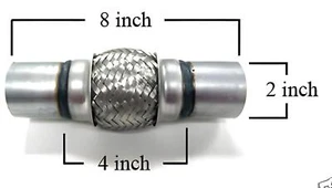 OBX Steel Exhaust Flexible Bellow coupling with 2-Ply 2"x4"x8" - Picture 1 of 3