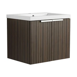 24 Zoll Sperrholz Wandmontage Schwebender Badezimmer Waschtisch Unterschrank mit Harz Waschbecken - Bild 1 von 12