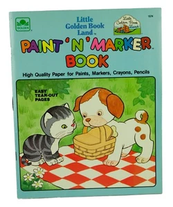 Vintage 1989 Golden Paint N Marker Book 1574 Animals Cat Vehicles Tear Out Pages - Bild 1 von 6