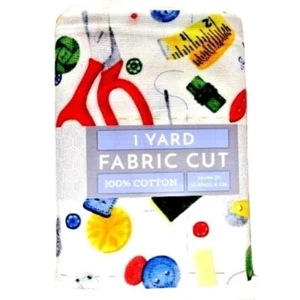 Sewing Supplies Craft Fabric Precut 36 x 44-in Scissors Tape Measure Buttons - Picture 1 of 2