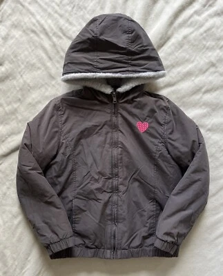 GYMBOREE Girls Winter Jacket Coat Faux Fur Lined Full Zip Hooded LARGE 10-12 - Image 1 of 4