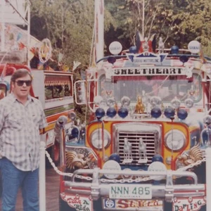 Vintage Photo Sarao Motors Jeepney Art Car Man Philippines Retro Found Snapshot - Picture 1 of 5