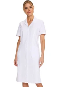 Cherokee Scrubs Women's Botton Front Dress CK512A WHT White Free Shipping - Picture 1 of 7