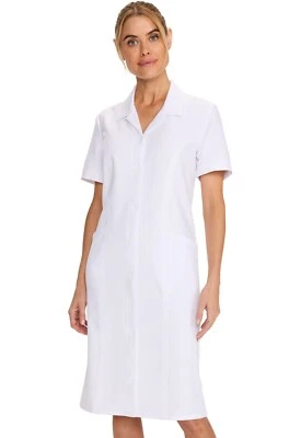 Cherokee Scrubs Women's Botton Front Dress CK512A WHT White Free Shipping - Image 1 of 4
