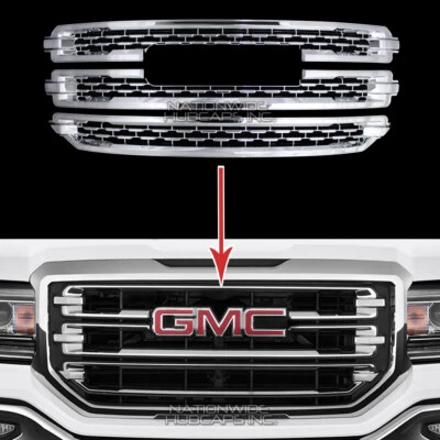 2016-2018 GMC Sierra 1500 SLT CHROME Snap On Grille Overlay Grill Covers Inserts - Image 1 of 4