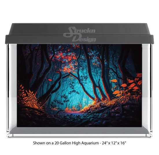 Otoño Árboles Oscuros Cian Poliéster Pecera Telón de Fondo de Vidrio Fondo de Acuario Foto 1 de 1