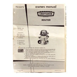 Vintage Craftsman Router Power Tool Paper Owner's Manual Model No. 315.25060 - Picture 1 of 3