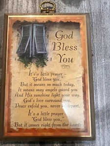 Home Decor: “God Bless You" Wall Hanging Blessing Plaque, 7in X 4in - Picture 1 of 2