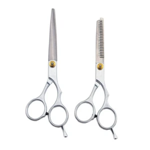 Forbici da barbiere + diradamento taglio capelli salone professionale parrucchiere set 2 pezzi - Foto 1 di 8