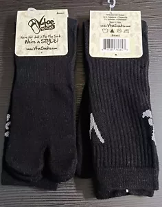 V-Toe Flip-Flop Crew Socks 2 PAIR Black Athletic (M 8-10.5) - Picture 1 of 9