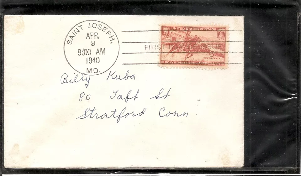  US SC # 894 Pony Express FDC. No Cachet - Image 1 of 1