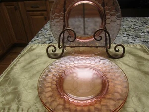 Hex Optic Jeanette Pink Depression Glass Luncheon Plates (4) GA-A-5 - Picture 1 of 5