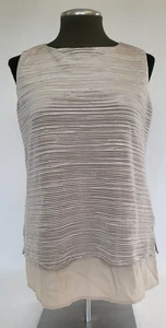 CALVIN KLEIN Khaki Taupe Micro-Pleated Layered Tank Top NWT - Petite S - Picture 1 of 10