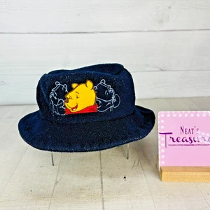 Disneyland Paris WINNIE THE POOH Fleece Bucket Hat Adult Navy Embroidered Disney - Picture 1 of 12