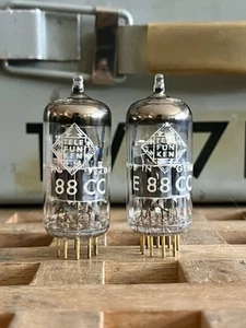 Gold Pin Telefunken E88CC Vacuum Tubes Date Matched Pair 6922 6DJ8 Equivalent - Picture 1 of 7