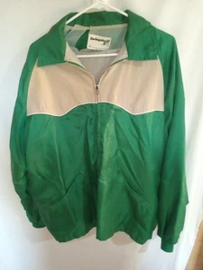 Vintage Swingster Green Tan Zip Western Nylon Jacket L Read - Picture 1 of 17