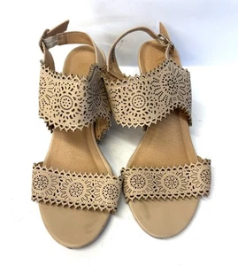 XOXO Women's Simmons Wedge Sandal size 9M biege Open Toe Boho Summer Casual - Picture 1 of 9